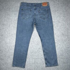 Levis 514 Denim jeans men's size 38x30 (36x28) Blue Faded straight Leg zip Flap